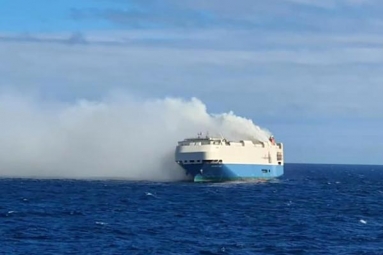 Cargo ship with 1100 Luxury cars catches fire in the Atlantic